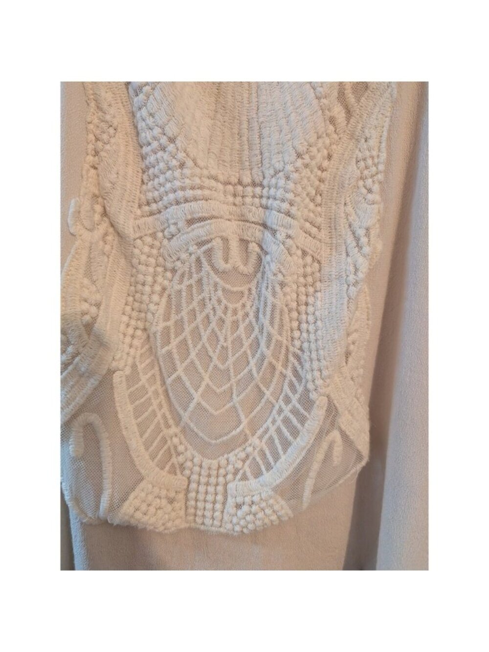 Alya Womens Cream Crochet Lace Bib‎ Racerback Tank Top Small 42761 Boho Crepe - Picture 5 of 7